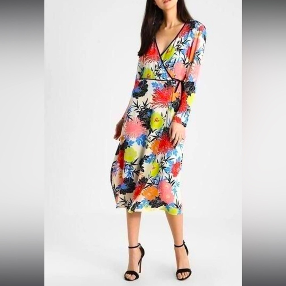 Top shop Freya floral wrap dress/Long duster, size 4